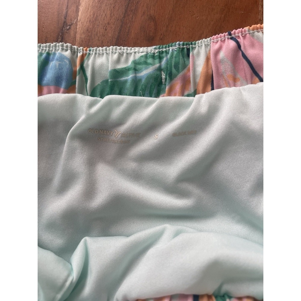 Old Navy Active StretchTech Tropical Palm Print Running Shorts Mint Green Small - Picture 3 of 5